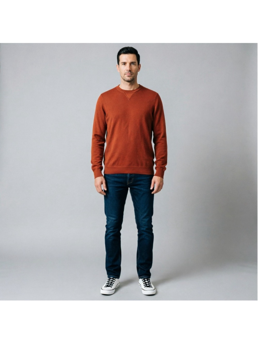 TOAD&CO Burnt Orange Waffle Knit Crewneck Sweater Mens Medium Casual Thermal Top